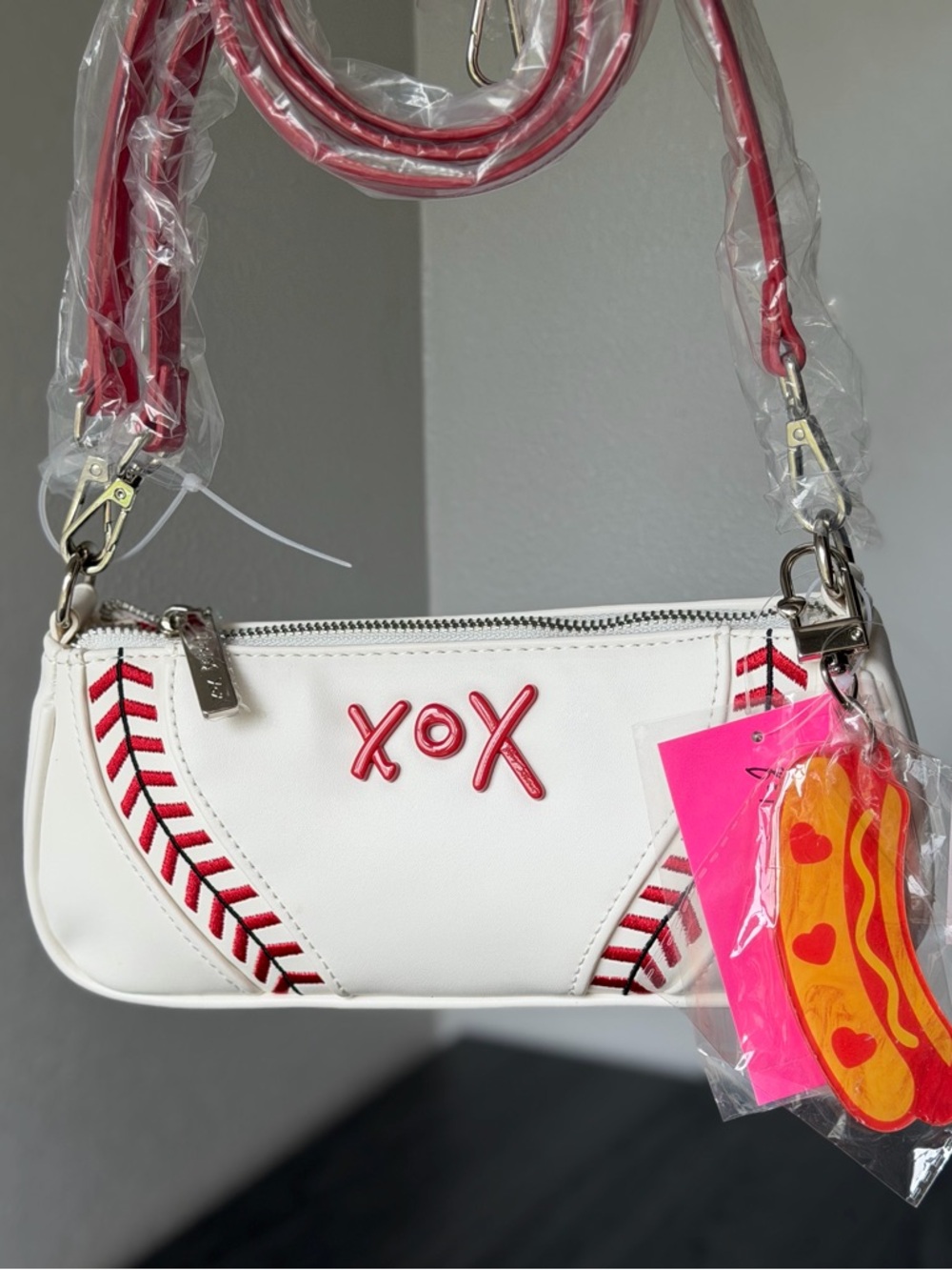 Betsey Johnson Home Run baseball softball hot dog sporty shoulder bag purse gift